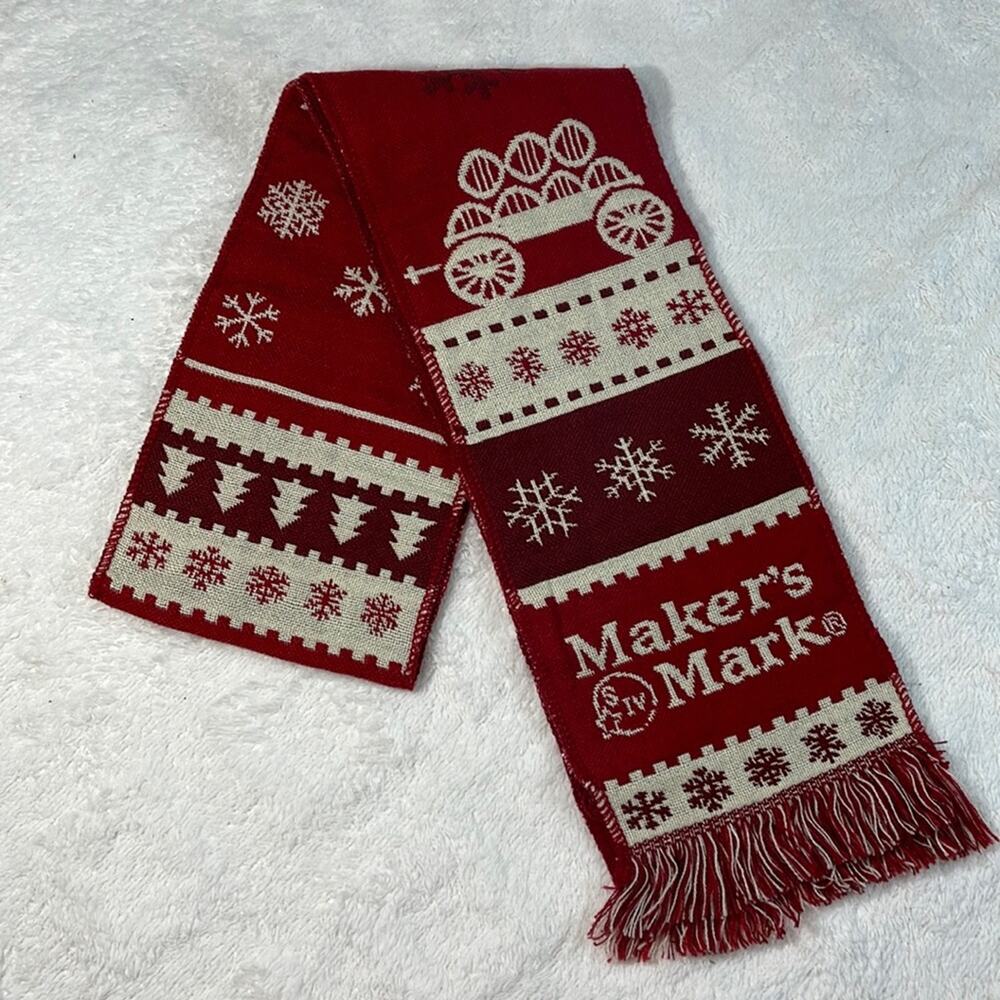 MAKER’S MARK RED & WHITE KNIT WINTER SCARF PROMO MERCH